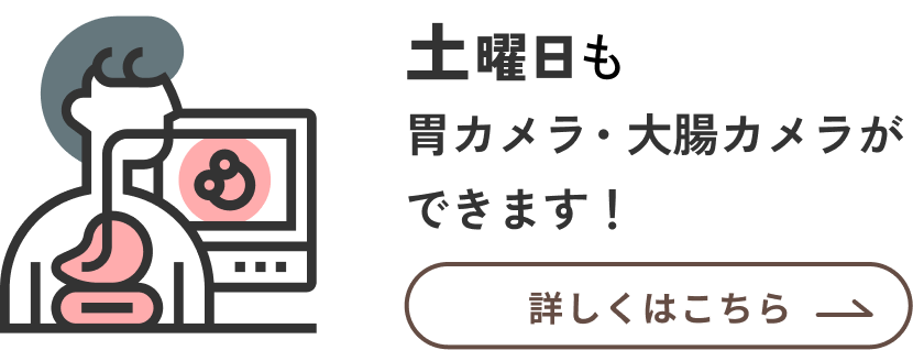 土曜日も 胃カメラ・大腸カメラができます! 詳しくはこちら