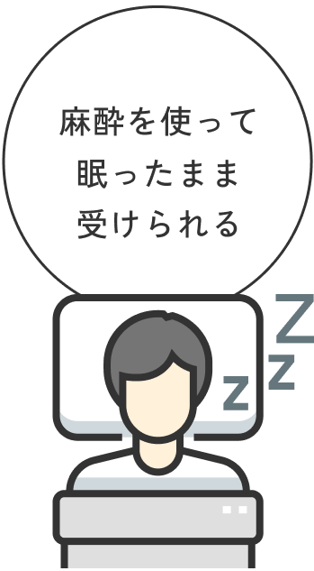 麻酔を使って眠ったまま受けられる